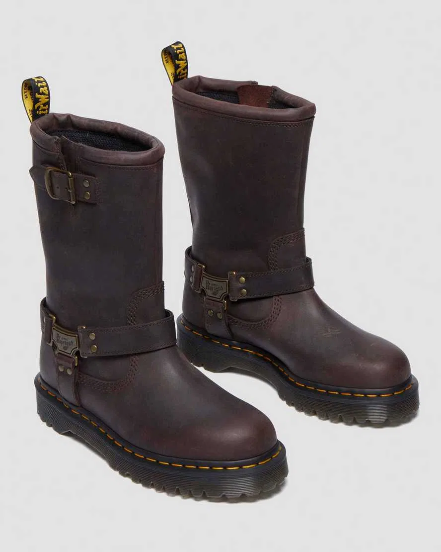 Кожаные байкерские ботинки Anistone Hi Dr Martens, коричневый — фото 4
