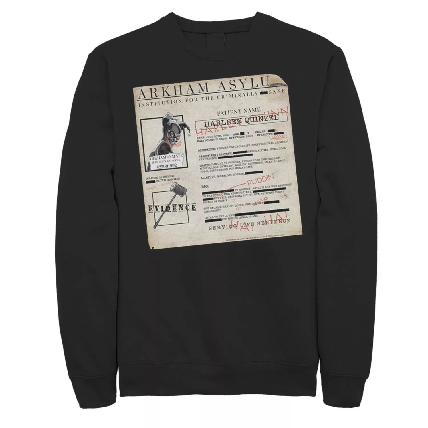 

Мужская толстовка Batman Harley Quinn Akham Asylum Records DC Comics, черный
