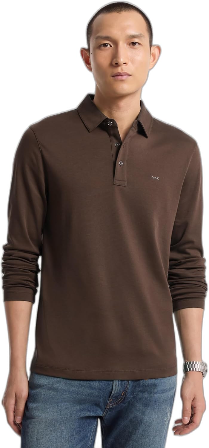 

Michael Kors мужская поло с длинным рукавом Sleek Mk, Chocolate, Коричневый, Michael Kors мужская поло с длинным рукавом Sleek Mk, Chocolate