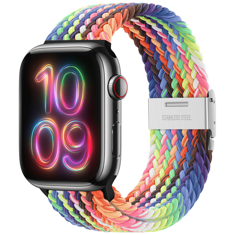 

Wepro Часы Strap Apple Compatibility Nylon Material 120mm~205mm, [Upgraded Woven]Radiant New Rainbow