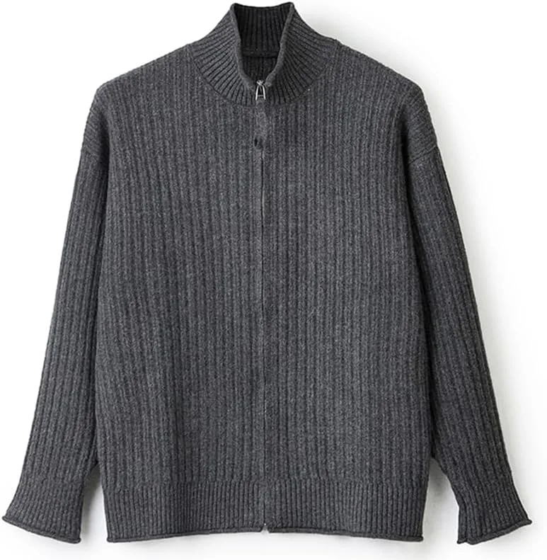 

Мужской кардиган на молнии легкий slim fit с воротником стойкой