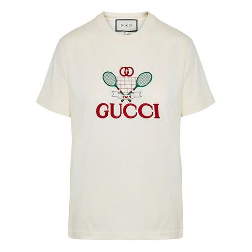 

Футболка tennis printing round neck casual short sleeve white Gucci, белый