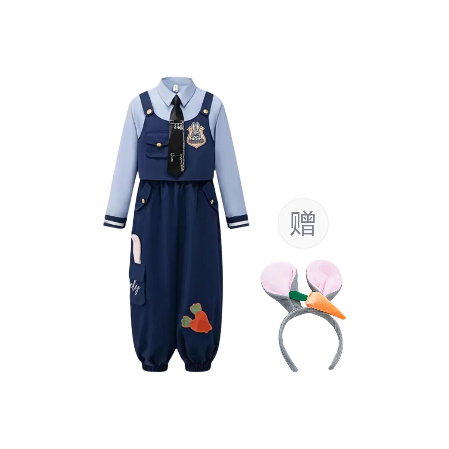 Детская спортивная одежда для весны и осени Disney, (Headband) Three-Piece Set Rabbit Police Officer