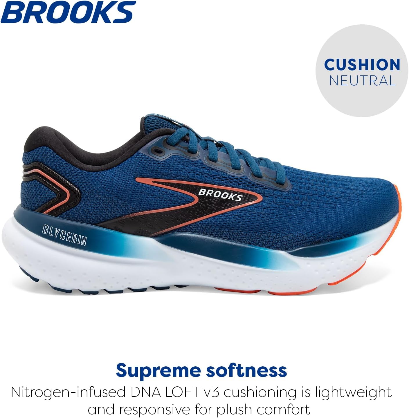 Мужские кроссовки Brooks Glycerin 21 Neutral для бега, черный/голубой — фото 3