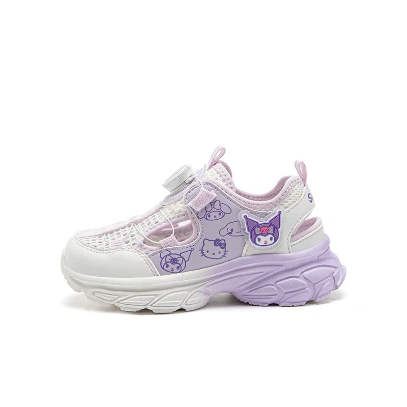 Носки Hello Kitty нескользящие, износостойкие, амортизирующие, дышащие, легкие, с эффектом увеличения роста Sanrio, White Purple-Kuromi