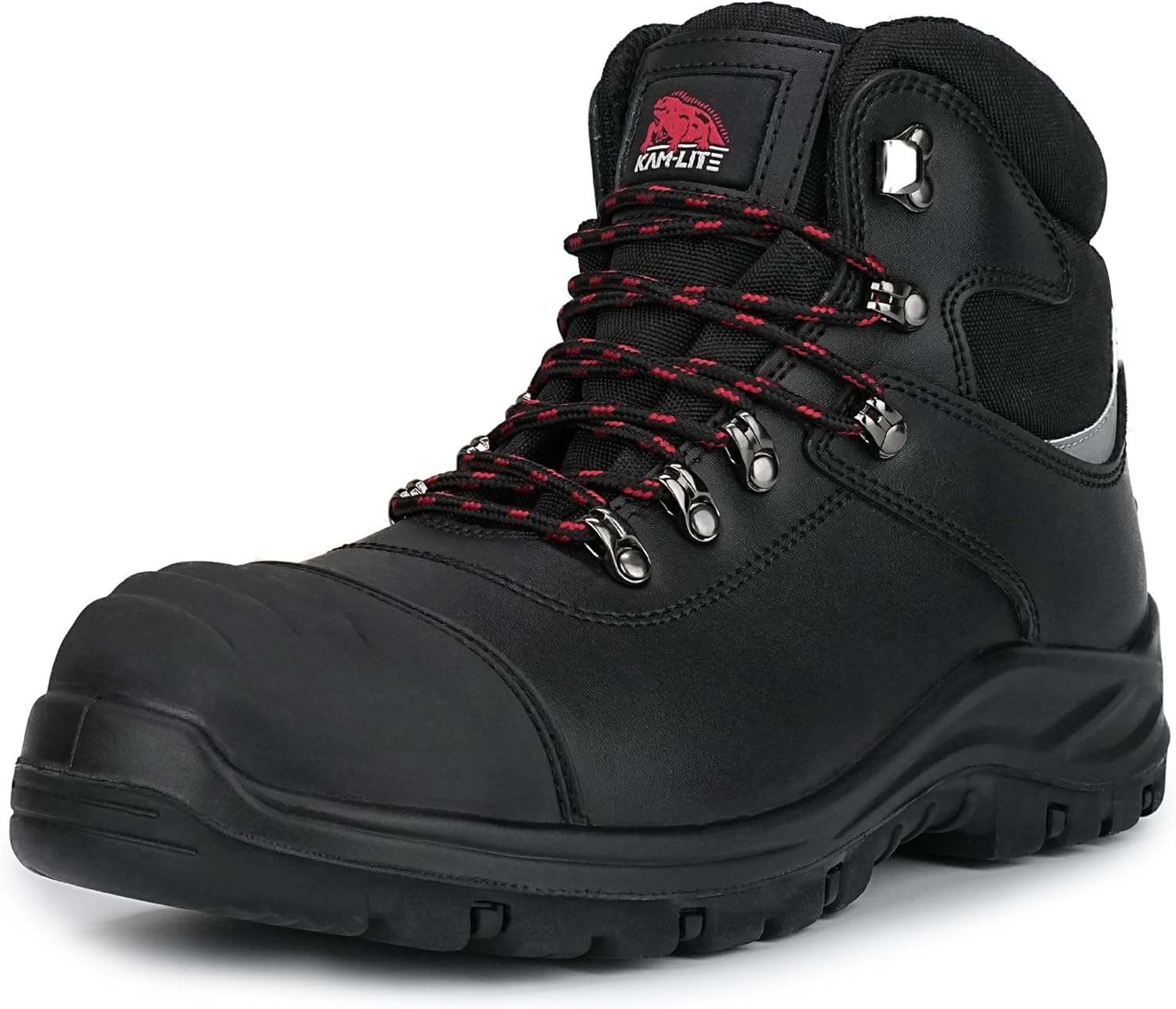 

Ботинки KAM-LITE для мужчин, с стальным носком, водонепроницаемые защитные ботинки, удобные, противоскользящие, устойчивые к проколам, прочные кожаные, для тяжелых условий строительства и промышленности, черный