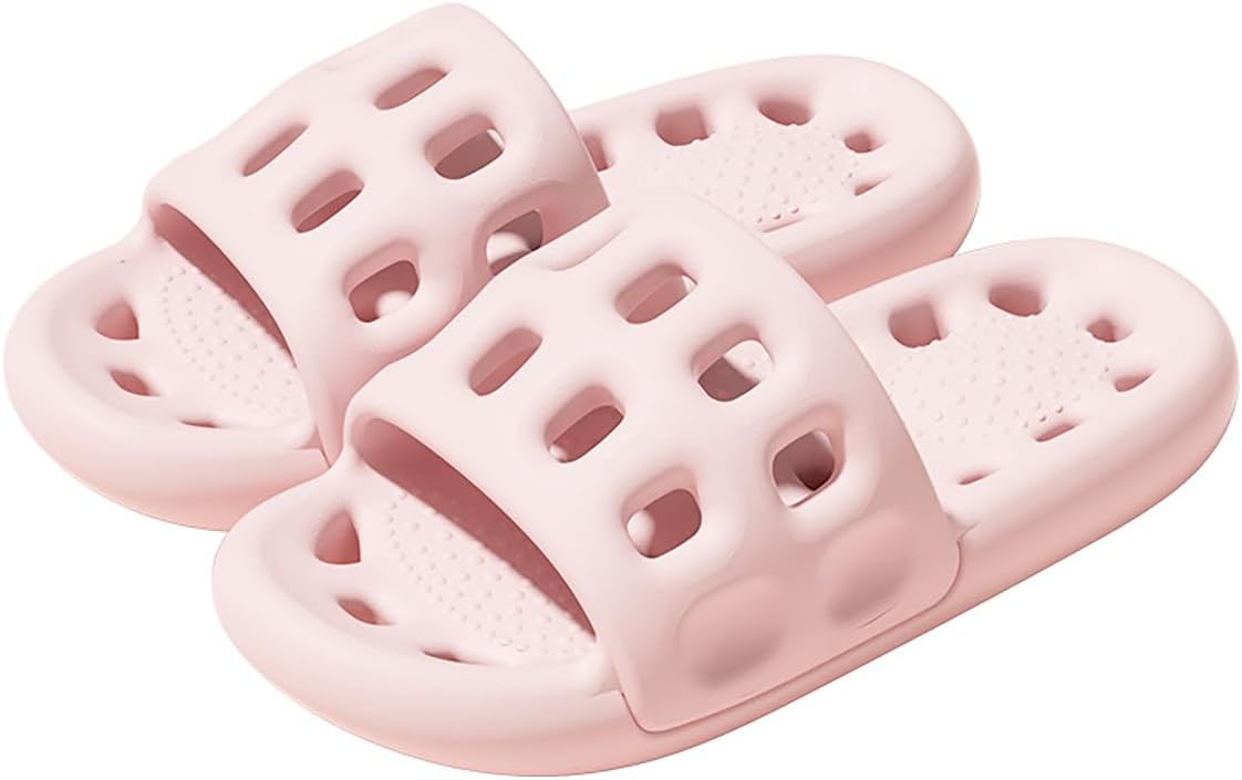 

Женские и мужские шлепанцы для душа oukisam, быстро сохнущие, легкая подошва, нескользящие шлепанцы для ванной, розовый