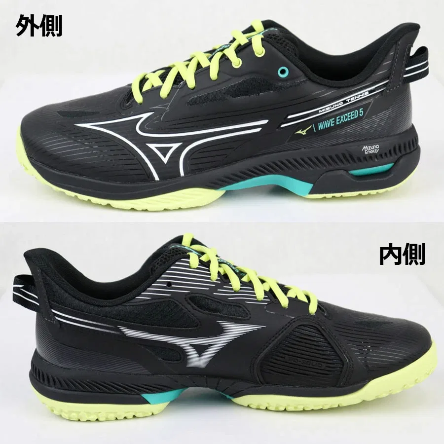 Теннисные кроссовки «Wave Exceed 5 SW OC» от Mizuno, 46 Black X White X Yellow — фото 3