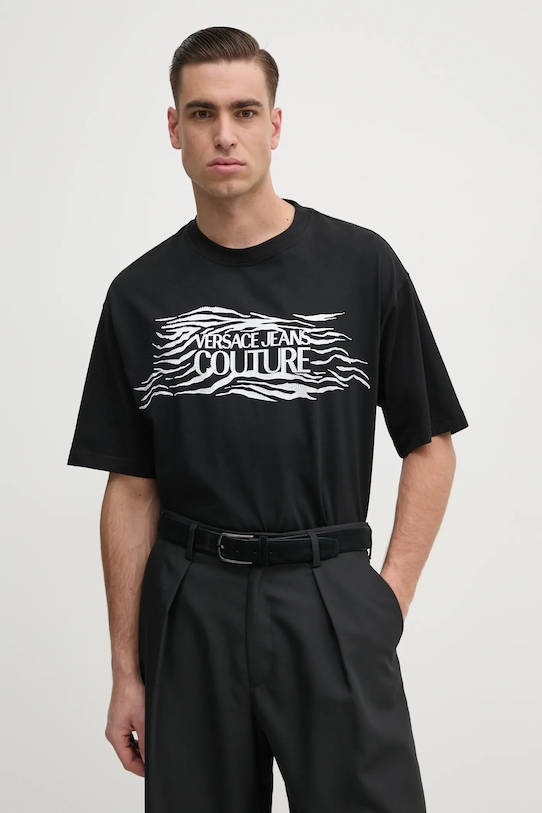 

Хлопковая футболка Versace Jeans Couture, черный