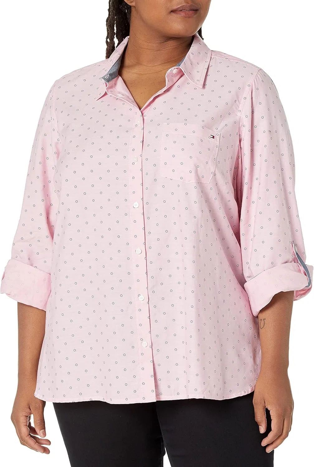Рубашка с отложным воротником Roll Tab Button Down, Tommy Hilfiger, Daisy Floral
