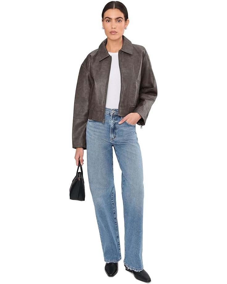 Женская куртка-бомбер Levi's Faux Leather With Laydown Collar, Ash — фото 2