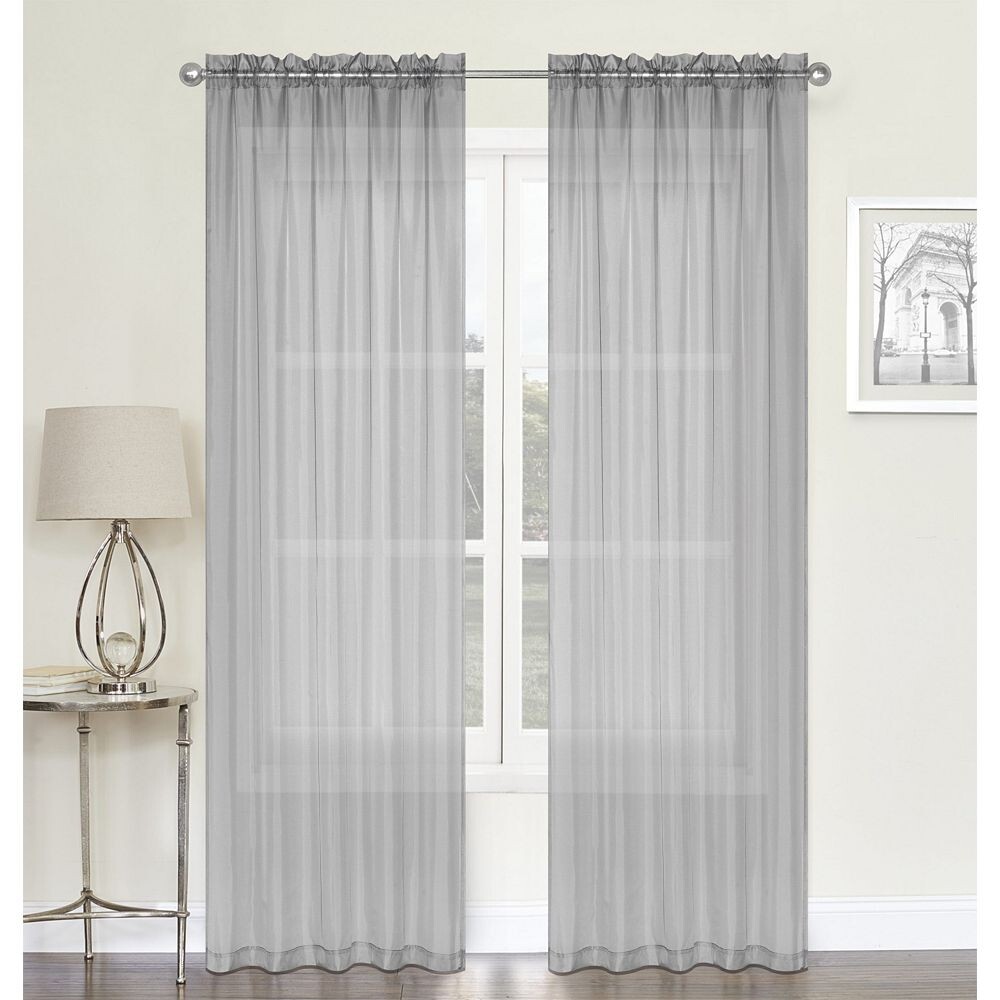 

Kate Aurora Chic Living Jillian 2 шт. Ultra Lux Широкий карманный стержень Прозрачные оконные занавески с полевкой, цвет Silver