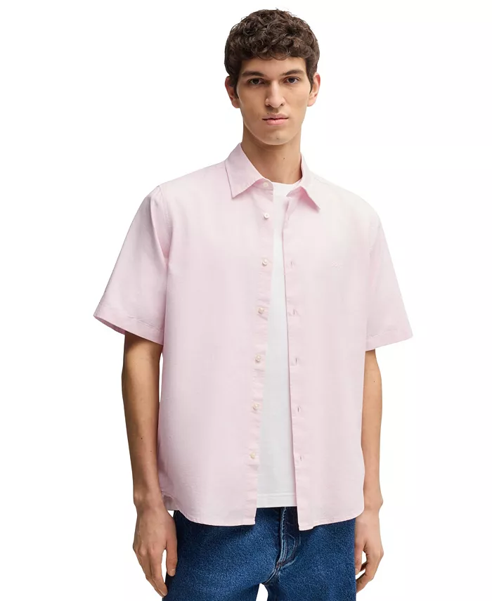

Мужская рубашка из хлопка Oxford Regular-Fit Hugo Boss, розовый