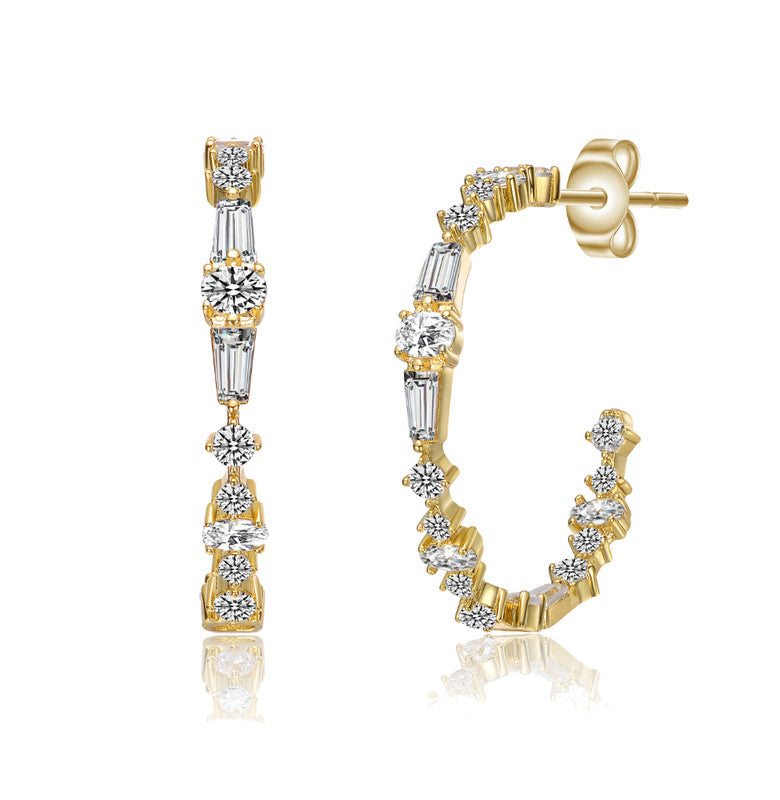 

Серьги-кольца C-Hoop из стерлингового серебра с прозрачным кубическим цирконием Genevive, золотой