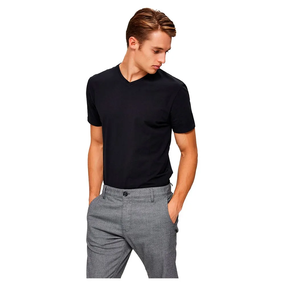 

Футболка Selected New Pima short sleeve v neck, черный