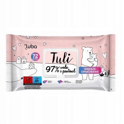 

Увлажняющие салфетки Tuli для детей с водой и пантенолом - 72 шт. Luba