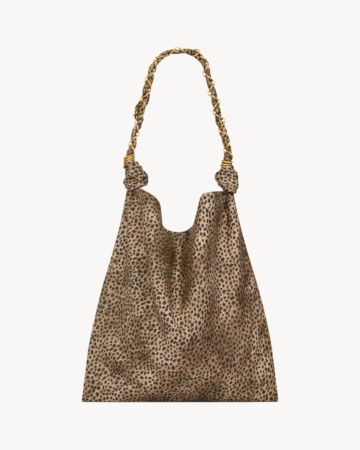 

Просторная сумка из шелкового сатина с плетеной ремешком-цепочкой CASSANDRE в виде ювелирного украшения Saint Laurent, черный