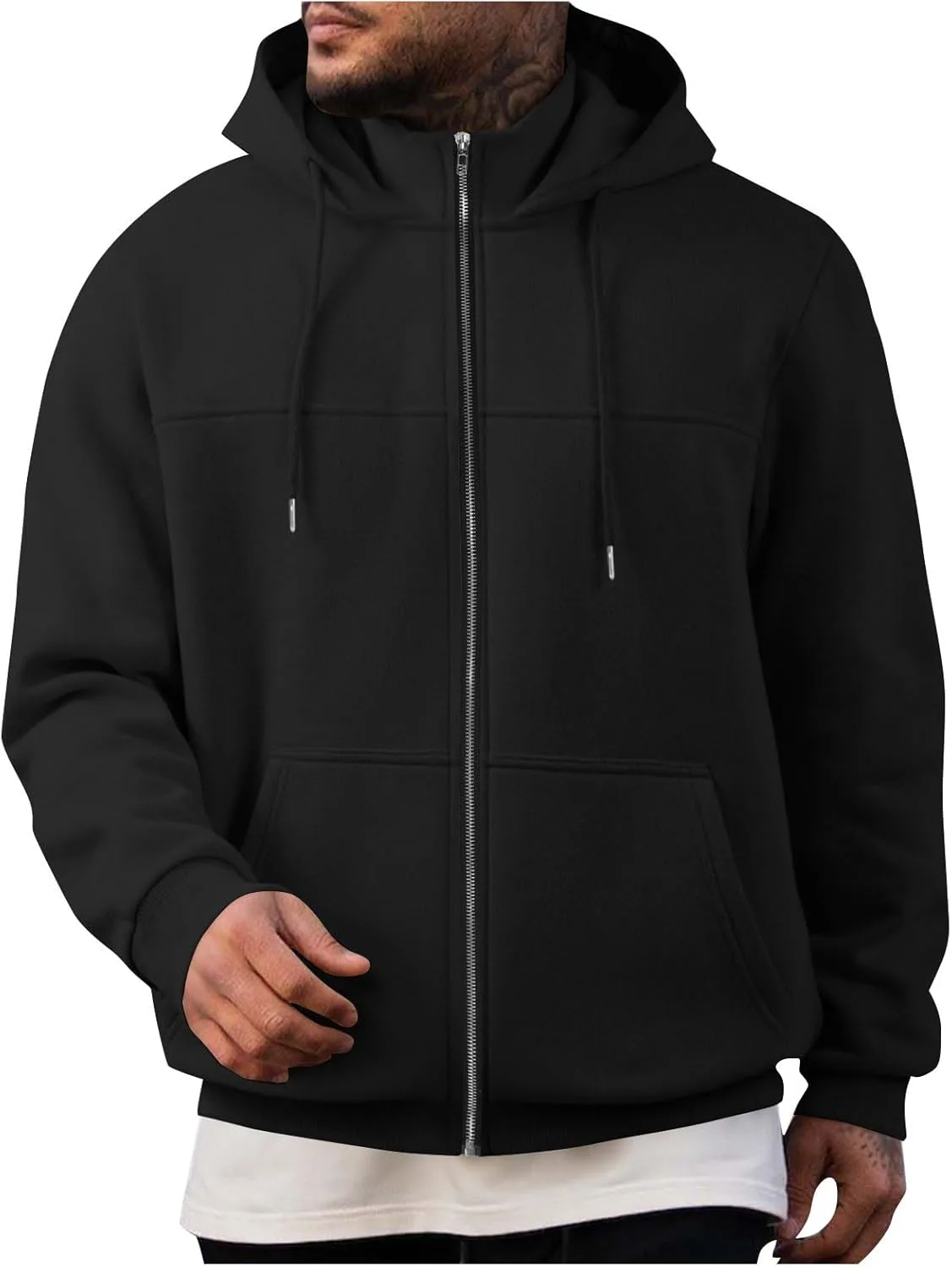 

Толстовка с капюшоном и воротником-стойкой, мужская, на молнии, свободного кроя