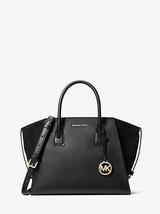 

Большая кожано-замшевая сумка Avril Michael Kors, черный