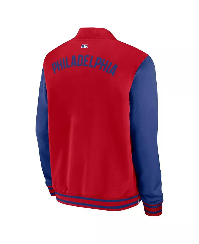 Мужская красно-синяя бомбер Philadelphia Phillies Authentic Collection с молнией Nike — фото 2