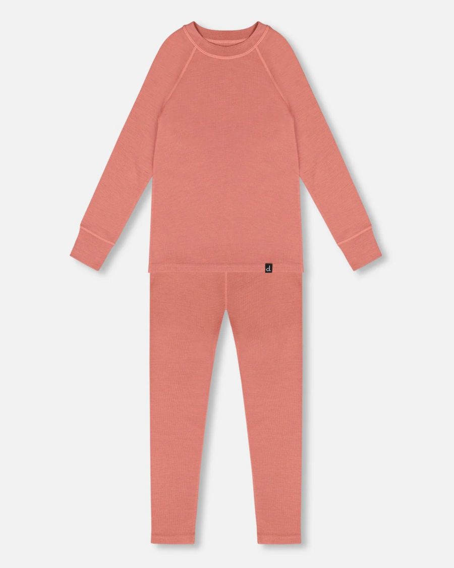 

Комплект нижнего белья для девочек из мериносовой шерсти, пыльно-розовый Deux par Deux, Dusty pink