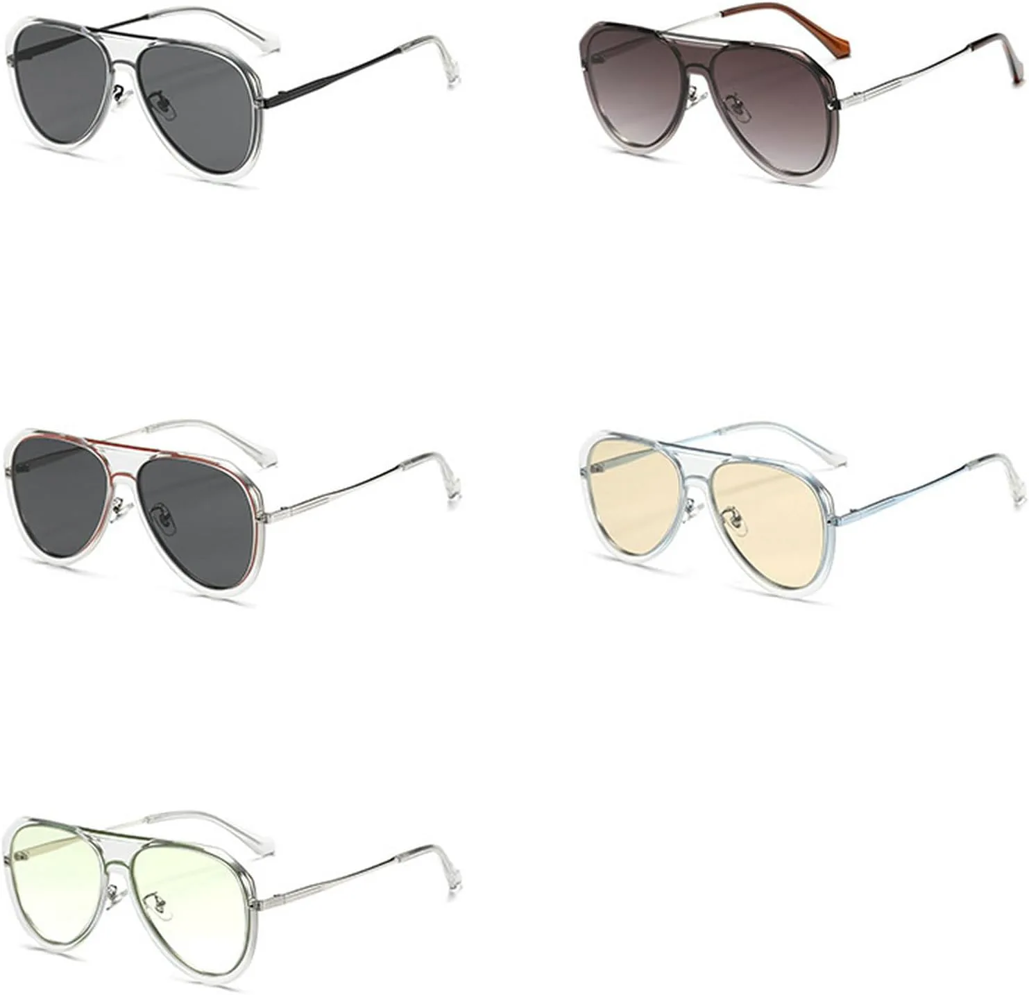 

Крупные солнцезащитные очки-пилот для мужчин и женщин, 2025 год, роскошные, модные, овальные, в большой металлической оправе, женские, с двойным дужком mincl, Brown