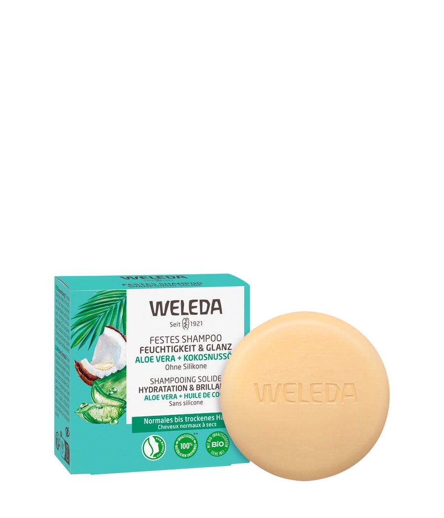 

Шампунь для волос Weleda Festes Shampoo Feuchtigkeit & Glanz, 50g