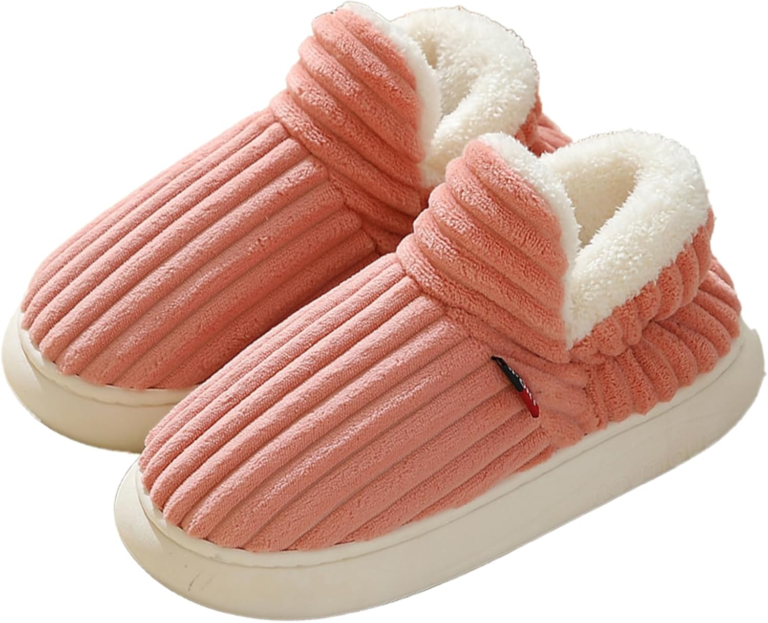 

Теплые тапочки с флисовой подкладкой, уютные и теплые для мужчин и женщин - зимние пушистые с толстой подошвой для дома и улицы Yozti, розовый