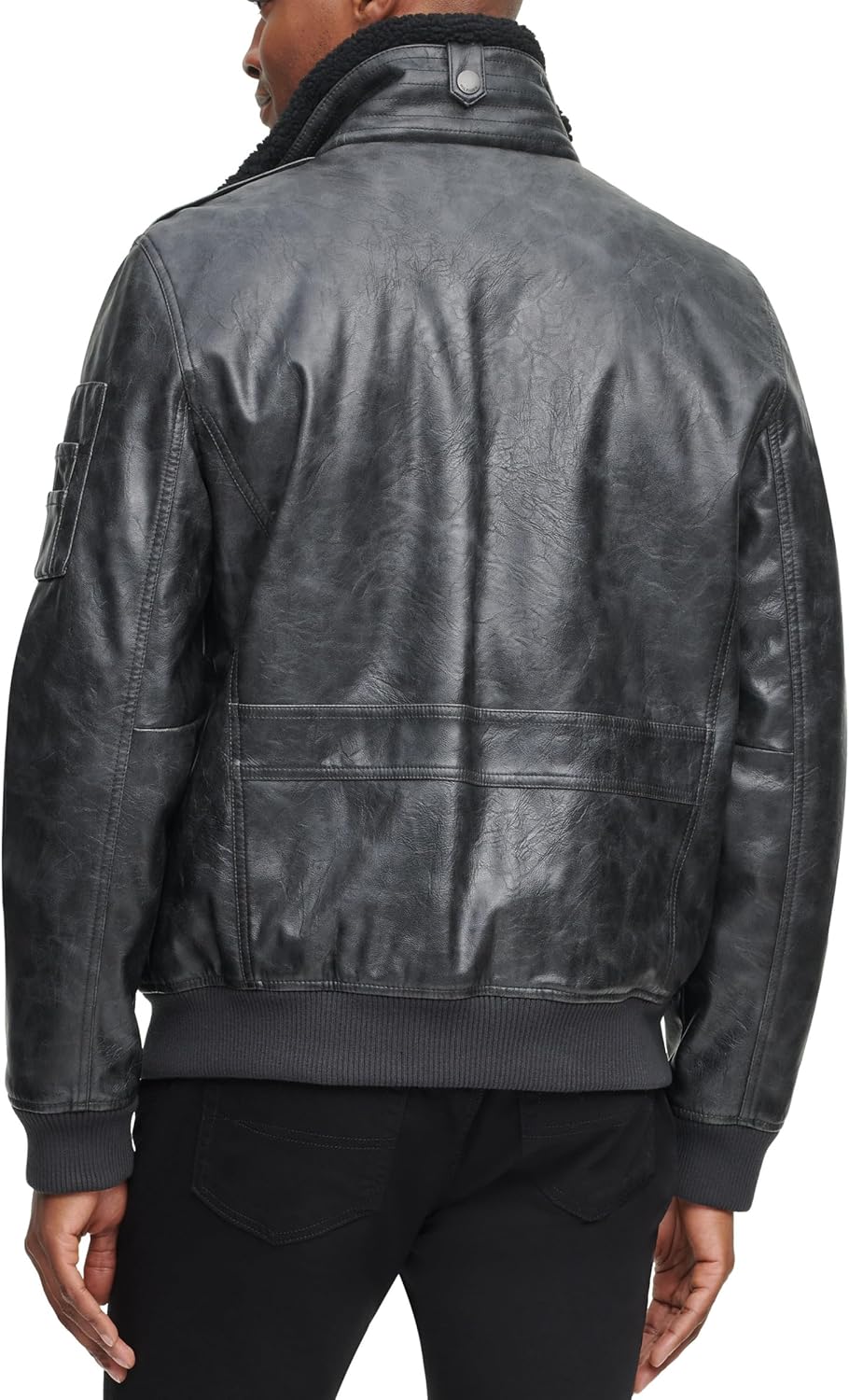 Мужская куртка-бомбер из искусственной кожи Tommy Hilfiger, Black/Patches — фото 4
