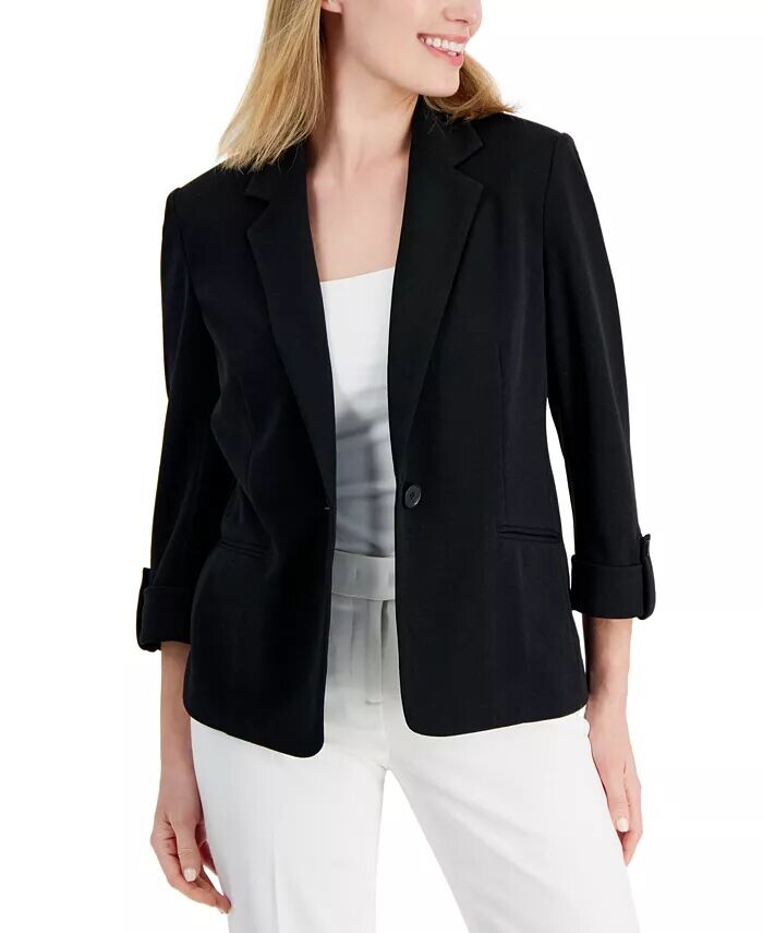 

Миниатюрный блейзер на одной пуговице с рукавом 3/4 Ak Anne Klein, синий