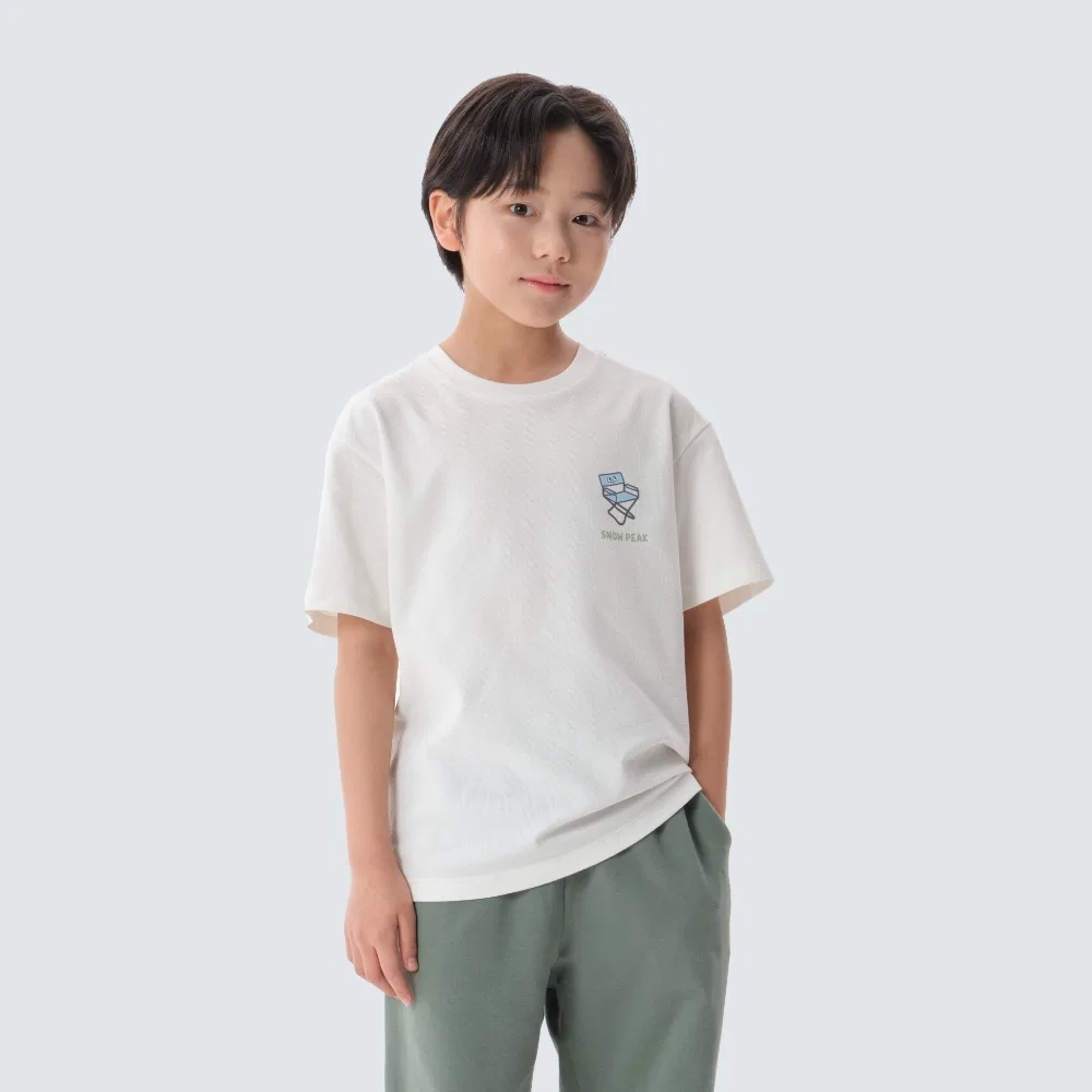Детская футболка Sorona Camping с коротким рукавом Off White от Snowpeak Apparel Kids