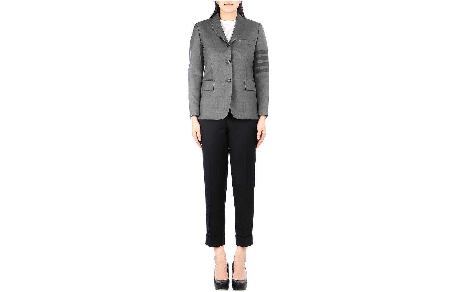 

Прямые брюки с высокой талией THOM BROWNE, черный