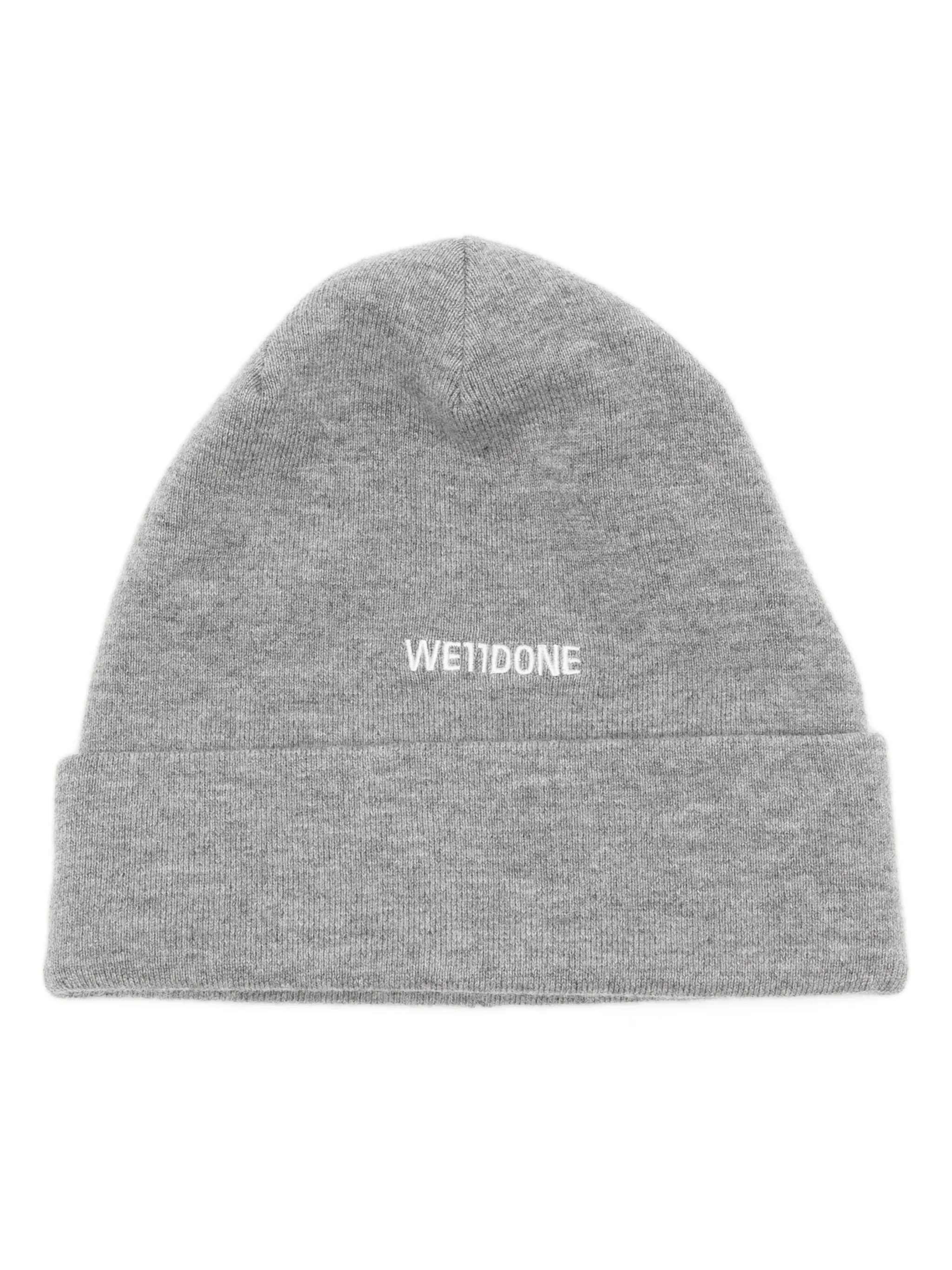 

Шерстяная шапка бини с вышитым логотипом We11Done, серый