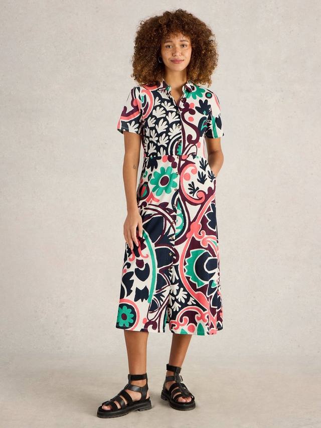 

Платье-рубашка миди Rua Floral из органического хлопка и модала White Stuff, Black/Multi