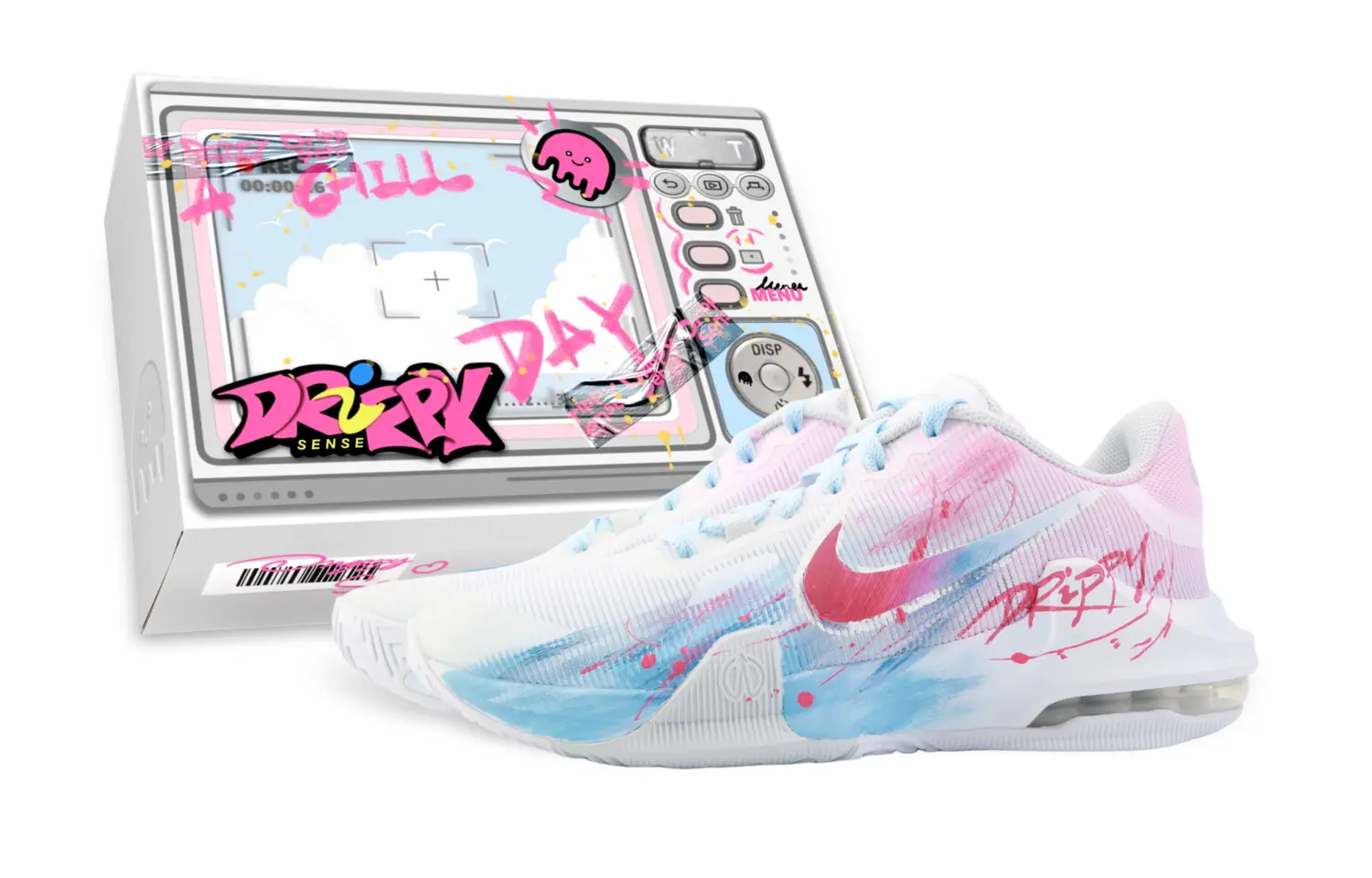 

Nike Баскетбольные кроссовки Air Max Impact 4 Drippy Supernova с износостойким верхом средней высоты, мужские, сине-розовые