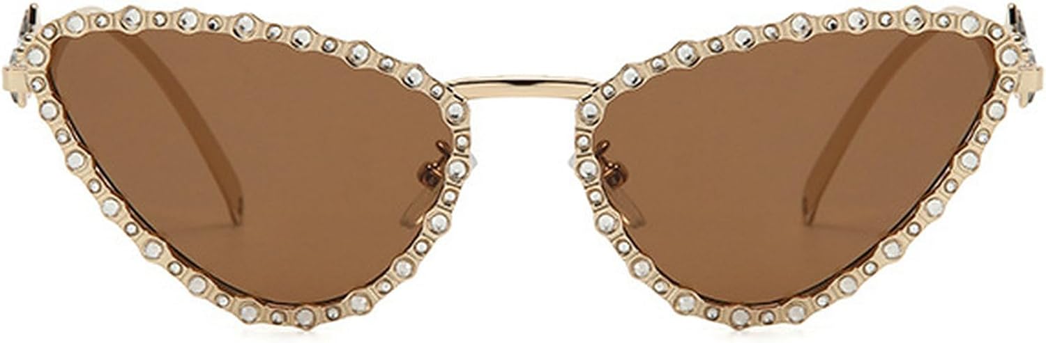 

Солнцезащитные очки «кошачий глаз» с бриллиантами, модный тренд для женщин, сексуальные солнцезащитные очки для вечеринок, металлическая оправа, женские солнцезащитные очки со стразами mincl, Brown