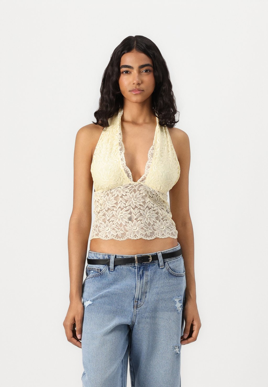 

Топ HALTERNECK Gina Tricot, светло-желтый