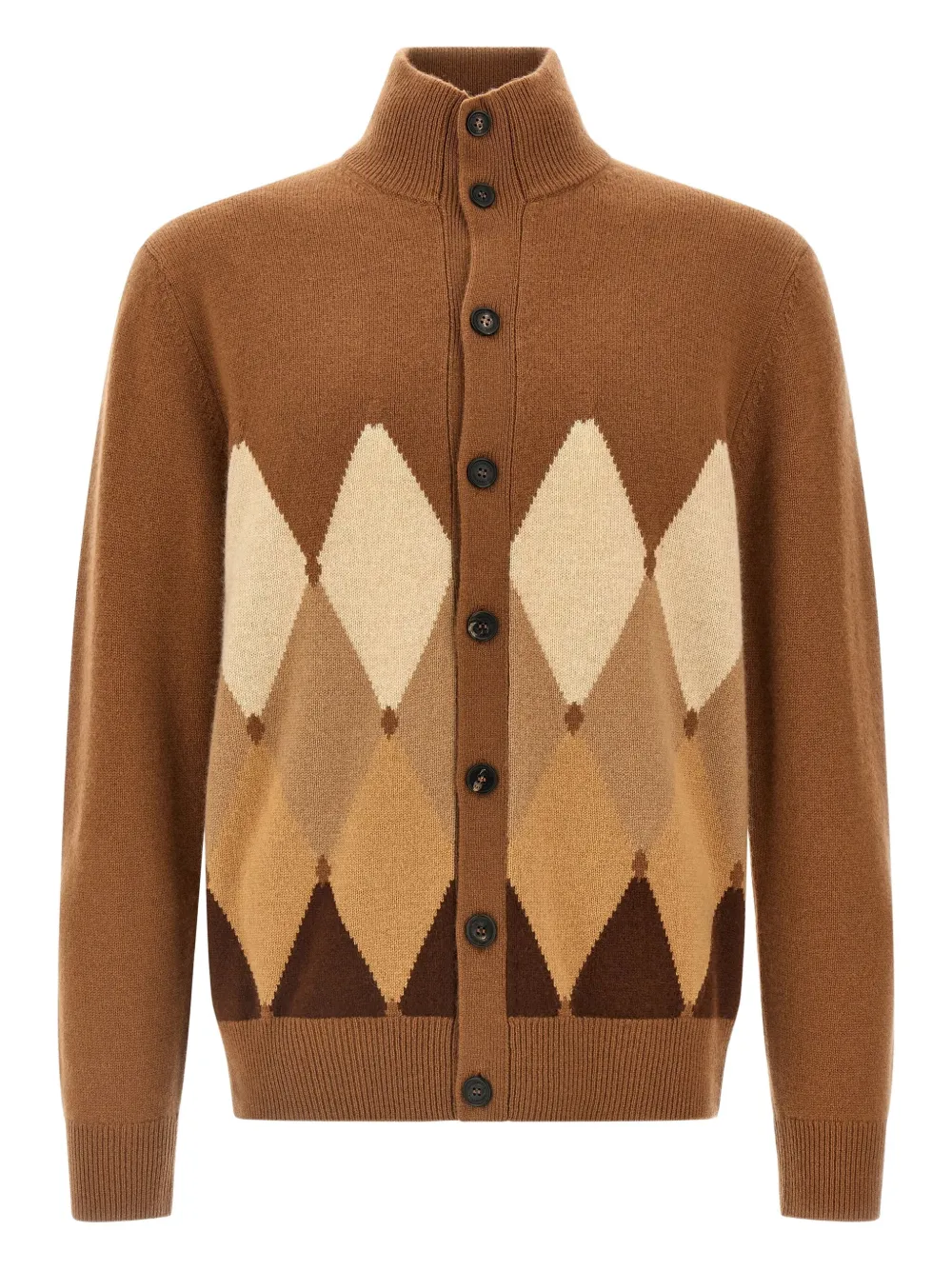 

Кардиган с высоким воротником и аргyle-узором Ballantyne, коричневый
