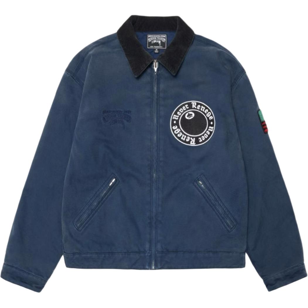 Stussy Джинсовая слеза и никогда не отступай холщовая рабочая куртка, Marine Blue — фото 3