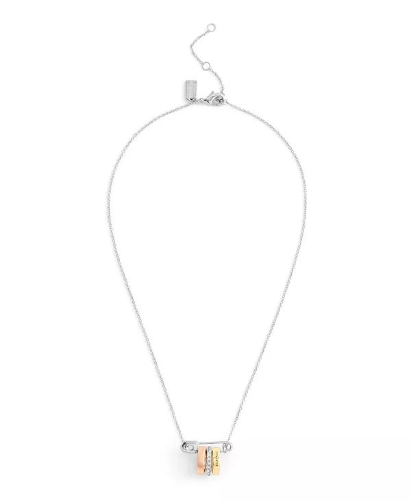 

Фирменное колье с подвеской-булавкой из искусственного камня Coach, tri-tone