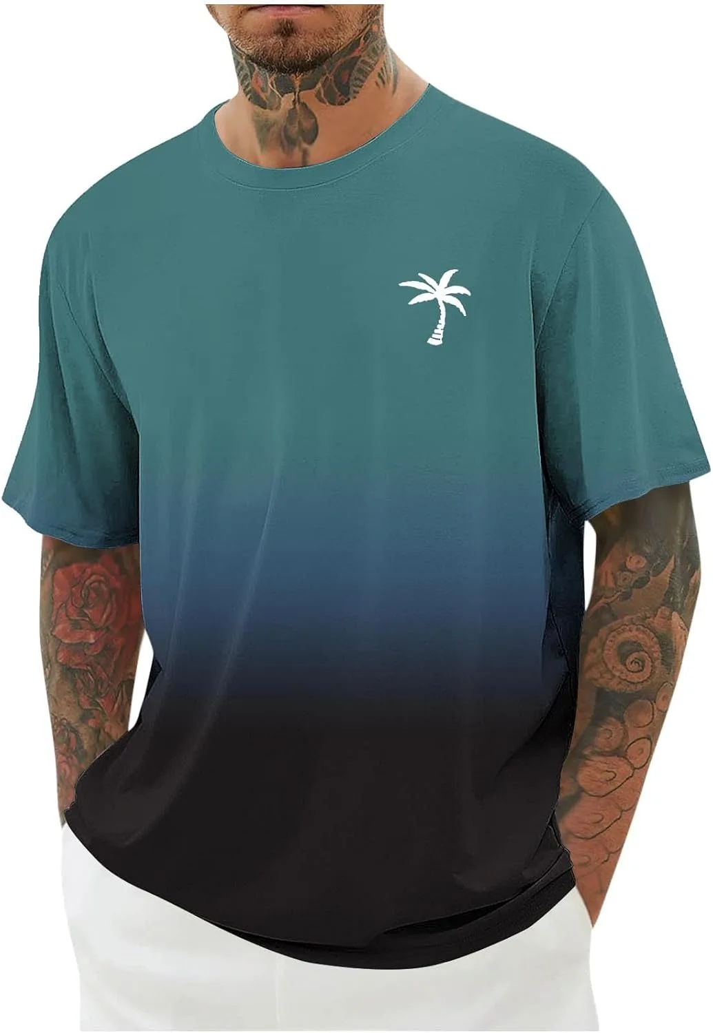 

Мужская футболка с коротким рукавом и круглым вырезом, свободного кроя, для тренировок QUNPIU