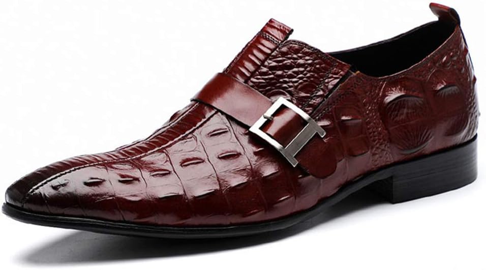

Кожаные туфли с крокодиловым принтом для бизнеса, мужские туфли с пряжкой, городская обувь для прогулок, работы и банкетов, красные - 46/UK 11.5/US 12 Jlfzc