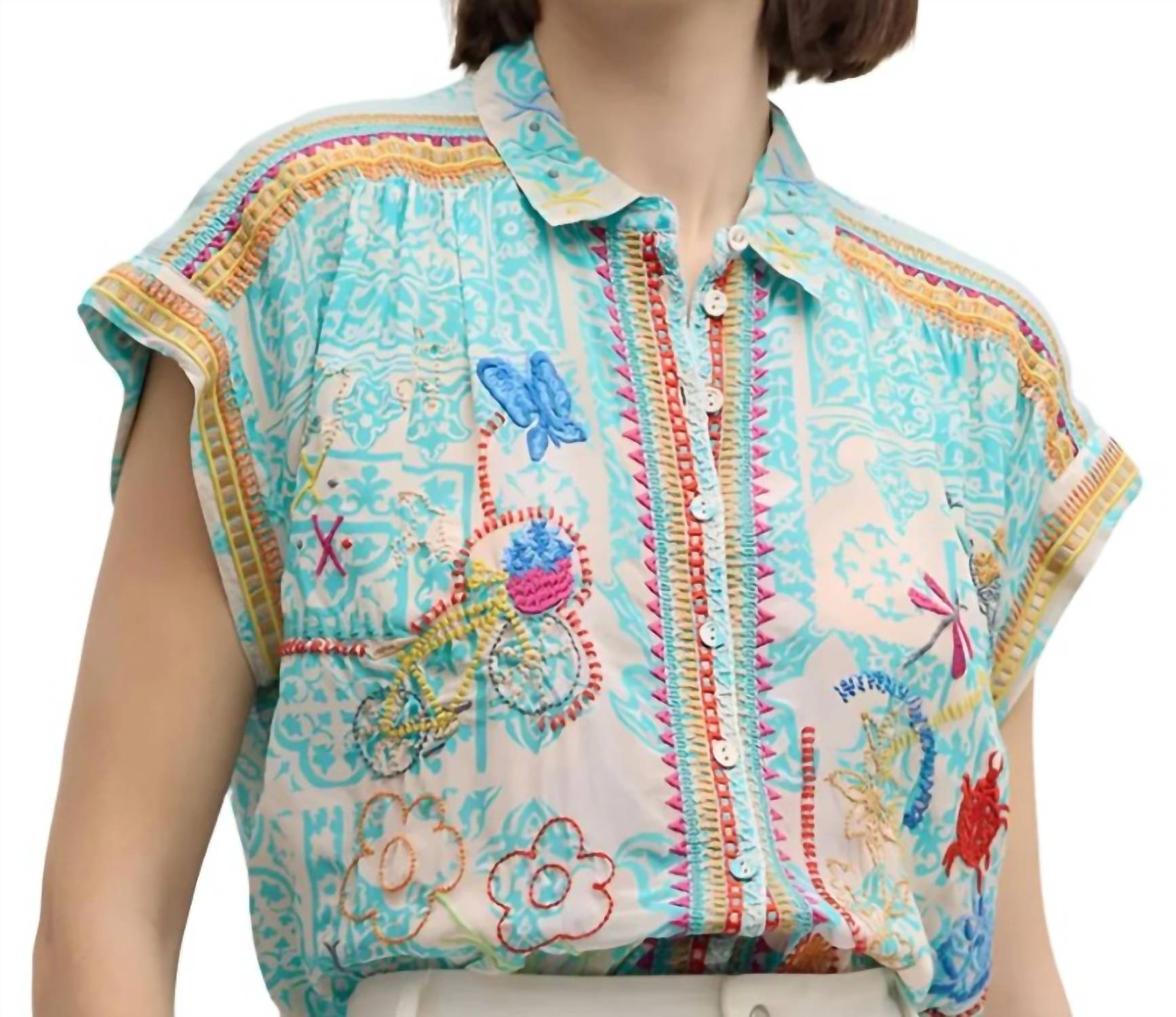 

Дионн Многоцветная Блузка на Пуговицах Johnny Was, мультиколор