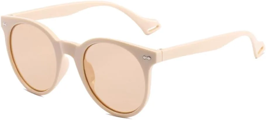 

Винтажные круглые мужские солнцезащитные очки 2026 года, роскошные солнцезащитные очки для женщин, черные линзы, очки для вождения, бежевые MTZJH, One Color