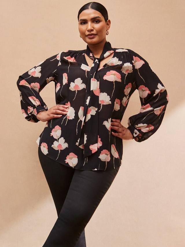 

Топ с цветочным принтом и асимметричным вырезом Live Unlimited, Black