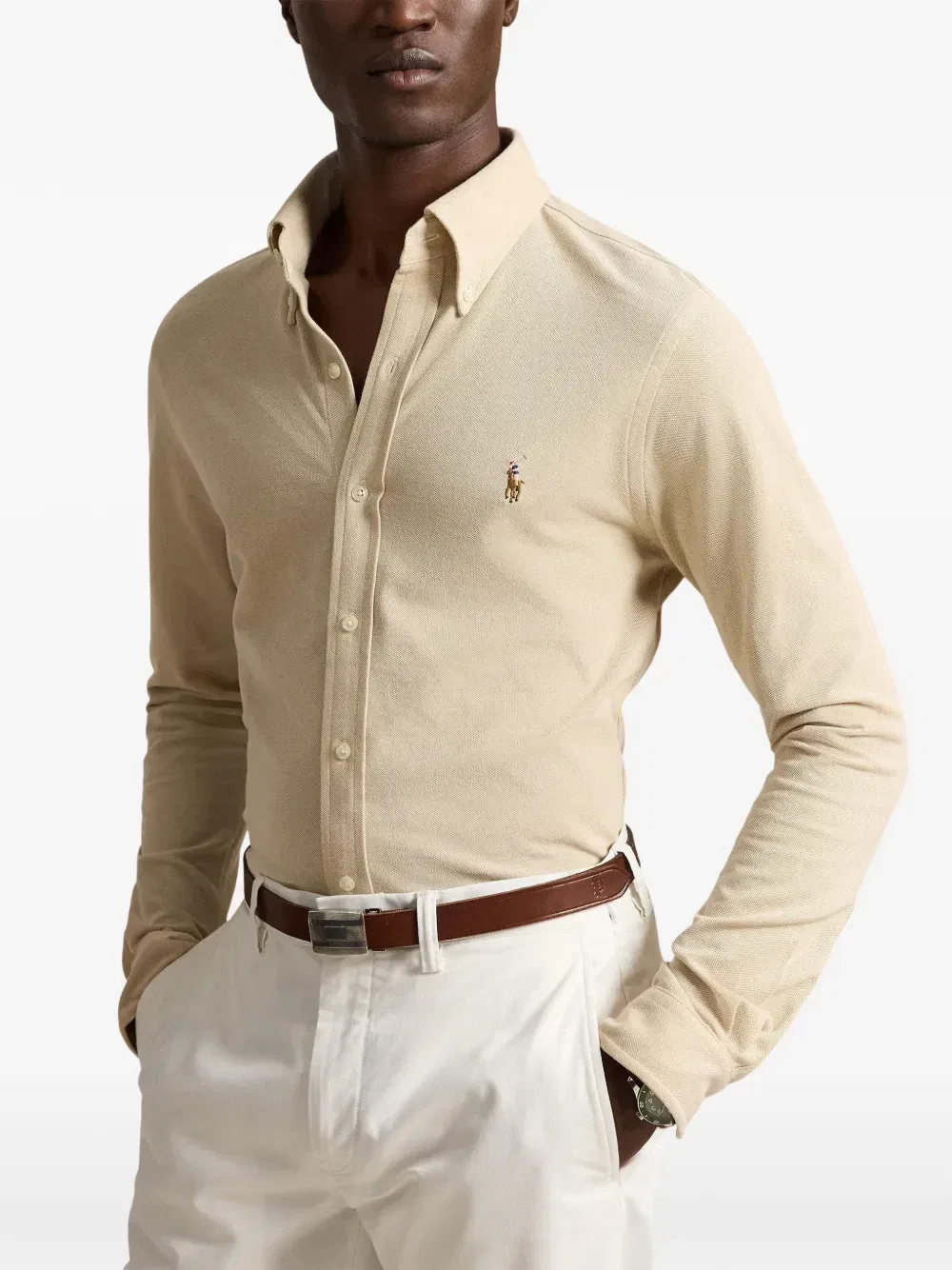 Рубашка с вышивкой POLO RALPH LAUREN, бежевый — фото 3