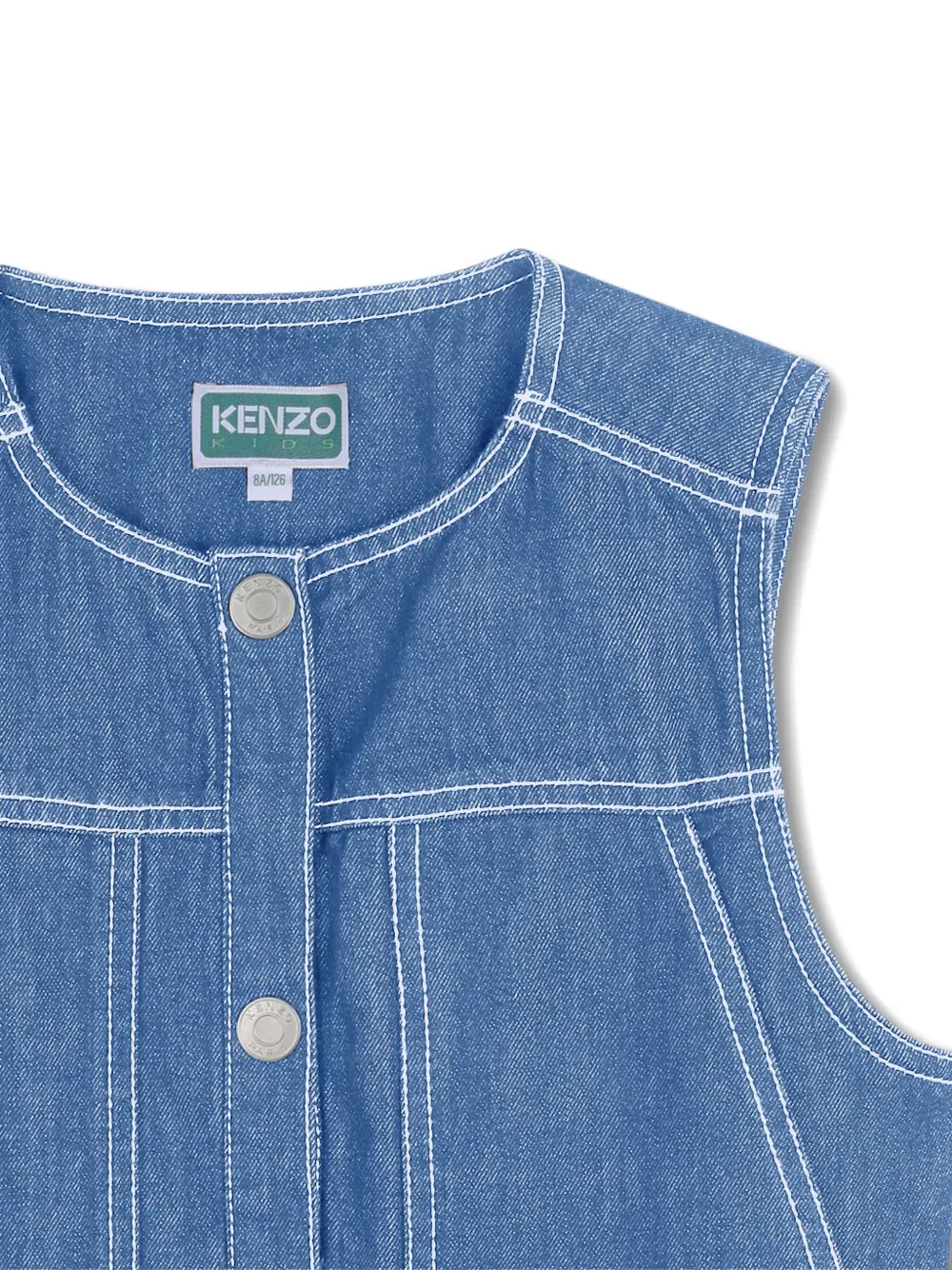Джинсовый жилет с декоративной строчкой Kenzo Kids, синий — фото 3