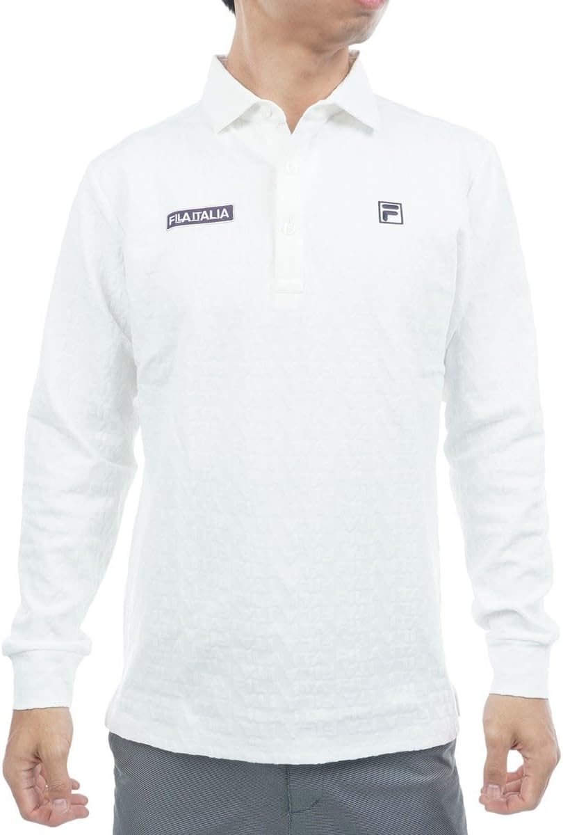 

Мужская поло-рубашка Fila Golf с длинным рукавом, защита от УФ-излучения, жаккардовая ткань