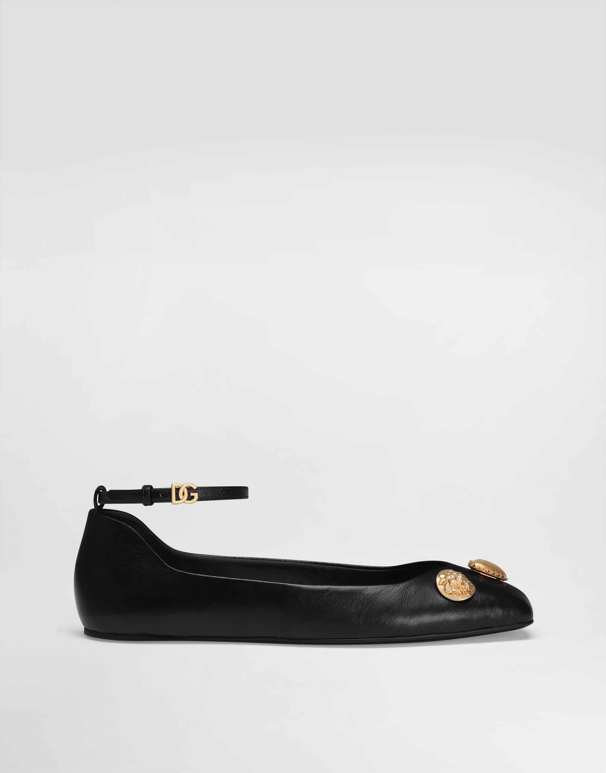 Кожаные балетки с вышивкой Dolce & Gabbana, черный