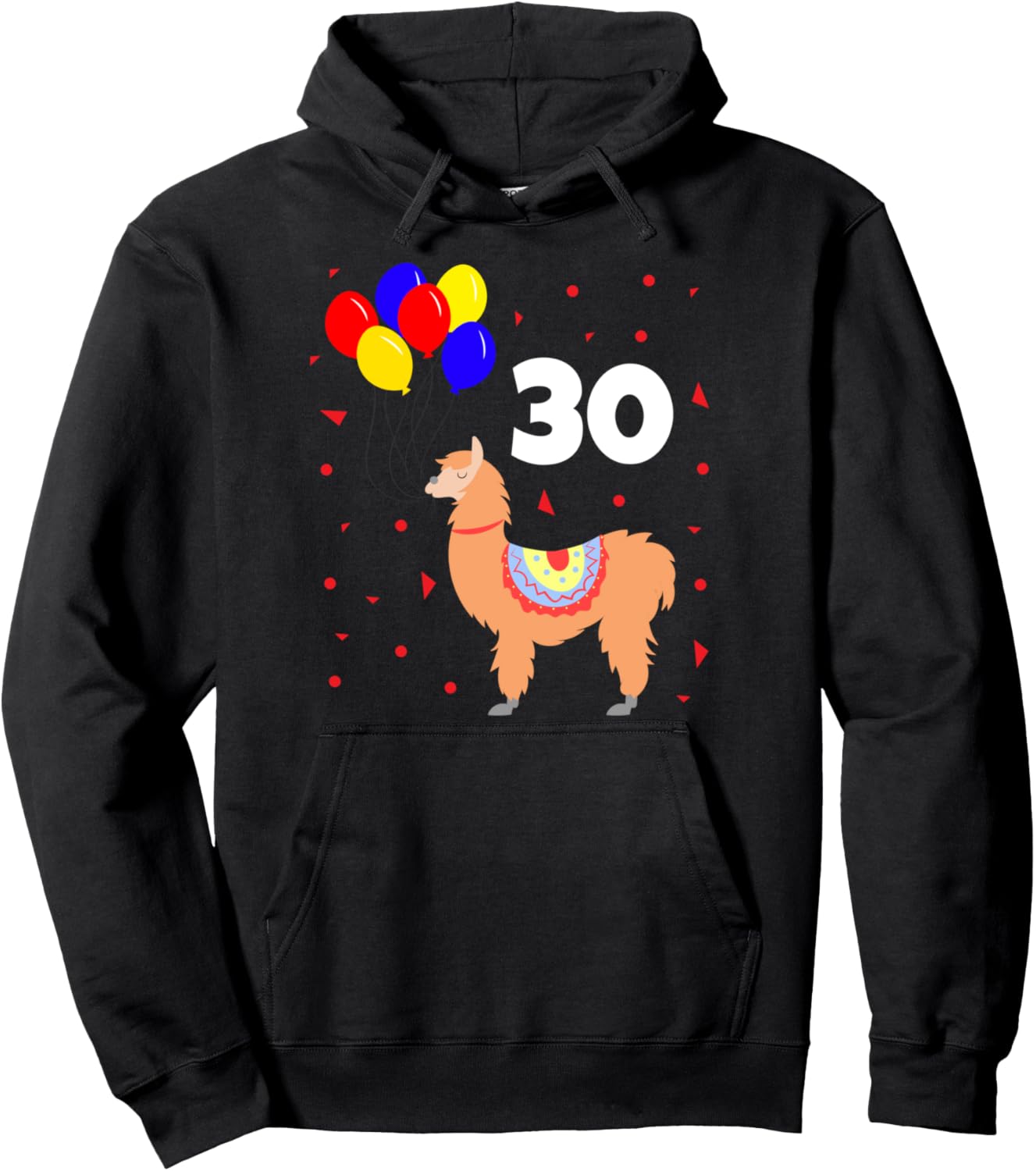 

Толстовка и толстовка с надписью «30-летие, лама, воздушный шар, празднование» Spectacular Birthday Party Design, черный